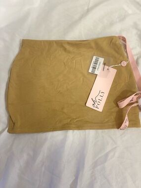 NWT Oh Polly Beige Slinky Double Layered Bodycon Tube Top Strapless Size 2